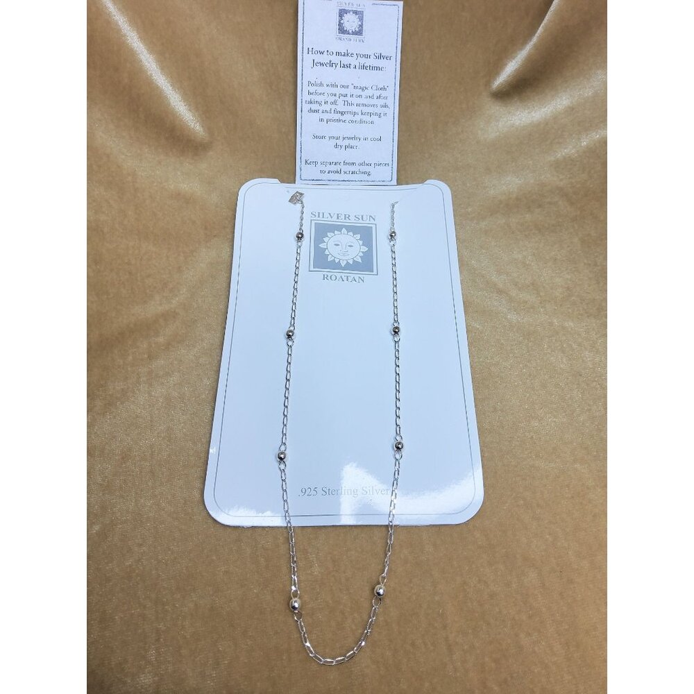 new silver sun .925 sterling silver beaded necklace